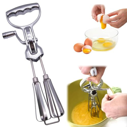 Schneeschläger,Rührgerät Aus Edelstahl,Halbautomatischer Schneebesen,Handmixer Manuell Ohne Strom,Halbautomatischer Schneebesen Für Die Küche Quirl Küchengerät Küchengeräte (2, Silver)