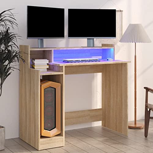 ZEYUAN Schreibtisch Sonoma-Eiche 97x45x90 cm Holzwerkstoff, Gaming Tisch, Computertisch, Computer Desk, Office Table, Bürotisch, Arbeitstisch, Nähtisch, Pc Tisch