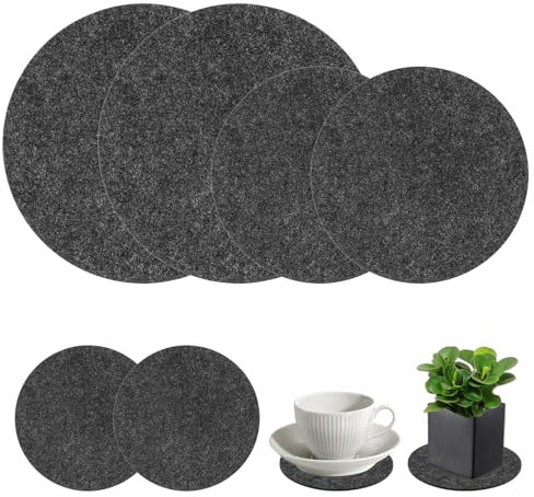 Molain Lot de 6 soucoupes rondes en feutre double face absorbant 10,2 x 15,2 cm, tapis de pot de fleurs imperméables pour jardinage, intérieur, sous-verres, pots d'extérieur, fournitures de bricolage