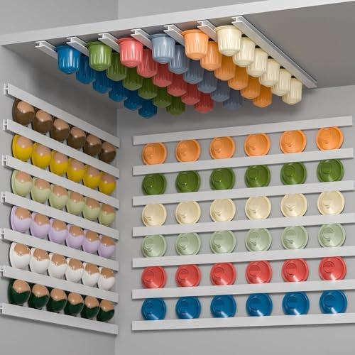 GLOBALHUT Soporte para cápsulas de café, organizador de almacenamiento de cápsulas de café, soporte de pared con adhesivos, se adapta a tamaños de bolsa ()