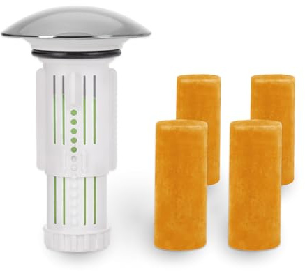 Abfluss Fee Waschbecken Stöpsel mit Verschlussstopfen & 5 Reinigungssteinen | Reinigungssteine für Bad Abfluss Waschtisch, Abflussreiniger mit Abflussstöpsel Waschbecken - Duft Orange