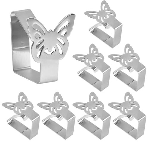 BOPHIS 8PCS Tischdeckenklammer Edelstahl Tischklammern Klemmen Tischdecke Outdoor Verhindert das Verrutschen von Tischtüchern Tischdeckenklammern Outdoor für Draußen und Drinnen, Küche, Picknick