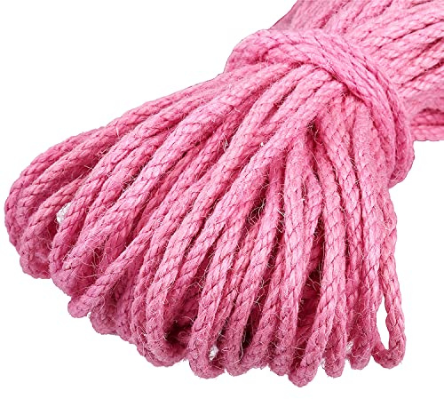 IkErna Colorful Jute Twine Diameter 5Mm, Natural Jute Stlength 100 Meters for Diy Arts Crafts, Wrapping Twine/Pink