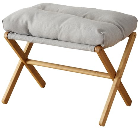 Sunicon Sgabello poggiapiedi imbottito pieghevole, poggiapiedi moderno multifunzionale Sgabello pieghevole con gamba a X Accento ottomano con morbido cuscino per sala trucco (Grey)