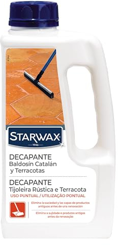 STARWAX - Decapante para Baldosas y Suelos de Terracota - Deja el suelo preparado para su renovación - Sin aclarado - 1L - 30 a 50m²