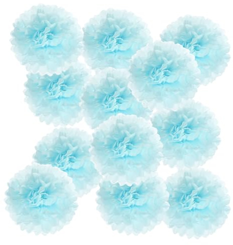 PATIKIL 12Pz Pom Poms Carta 9,84 x 9,84 Palle Fiori Carta Azzurro Chiaro | Arte e Artigianato, per Compleanno, Addio Nubilato, Festa Nuziale, Decorazione, Matrimonio, Natale