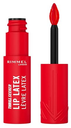Rimmel London, Thrill Seeker Lip Latex, 350 Spicy, Rossetto liquido, Lucidalabbra, Colore labbra, Rossetto con acido ialuronico, Tinta labbra, Morbidezza e lucentezza, Vitamina E, Aloe Vera, 6 ml