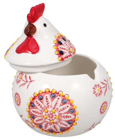 OKUMEYR Tarro De Pollo De Cerámica Con Tapa Diseño De Gallina Floral Perfecto Para Almacenar Especias y Snacks