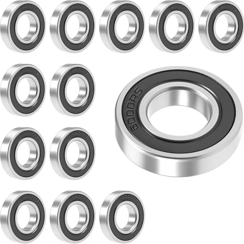 Jyvex 12 stycken 6000-2RS kullager 10 mm x 26 mm x 8 mm gummi förseglade spårkullager, lager för gör-det-själv, 3D-skrivare, motorer, svarvbänkar, fräsmaskiner, olika mekaniska apparater, etc