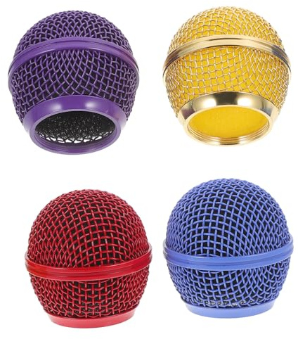 Homoyoyo 4pcs Microphone Grill Heads for Metal Replacement Grill Mesh Cover Ball Head Mesh for Mic