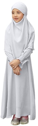 Surttan Gebetskleidung Für Kinder, Mädchen Muslim Kleider, Lange Ärmel Abaya Ohne Hijab, Islam Kleidung Frauen, Damen Muslimische Kleid Set, Gebetskleid Jilbab Khimar Ramadan Für 4-12 Jahre