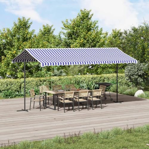 Pangshiyuan Store autoportant Bleu et Blanc 500 x 300 cm Tissu et acier, jiangboyue-368933