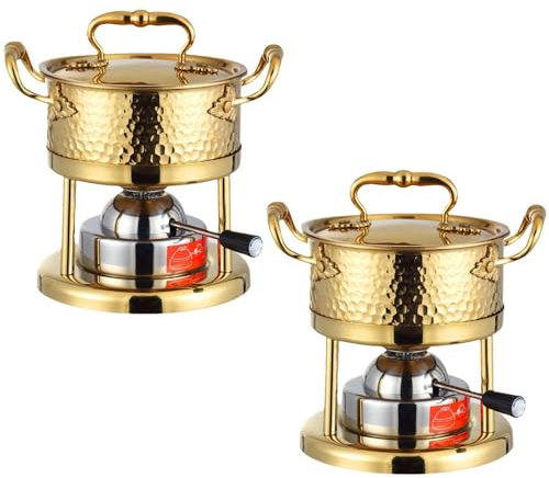 Estufa de leña para Tienda de campaña, con Olla y Fuego Ajustable, Juego de Utensilios de Cocina, Plato de Calor y Buffet para Fiestas, Eventos y Camping (Paquete de 2)