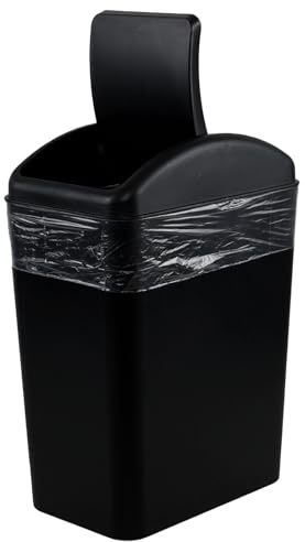 Uumitty Cubo de basura de cocina de 20 litros con tapa oscilante, cubo de basura delgado de plástico, color negro
