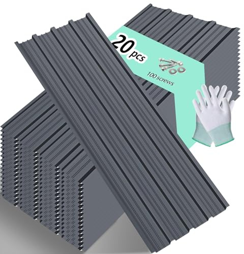 Metal Roofing Panels Galvanized Steel, Corrugated Tin Roof Panels Heavy Duty Roofing Sheets Replacement for Patio Carport Garden (Gary, 20pcs)