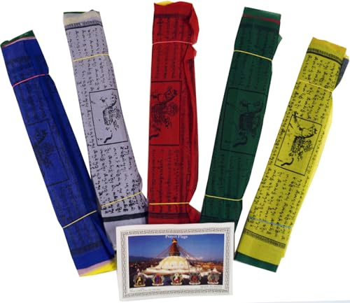 GURU SHOP Tibetische Gebetsfahne 25 Wimpel - 8 m/Viskose, Synthetisch, Size:5 Stück Sparpack