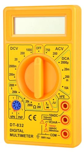 Telituny Multimetro Digital Profesional, DT832 Medidor Portátil de Tensión, Corriente y Resistencia CA/CC Portátil, Polimetro con Rango Automático y Alarma Sonora, Pantalla LCD para Automoción Hogar