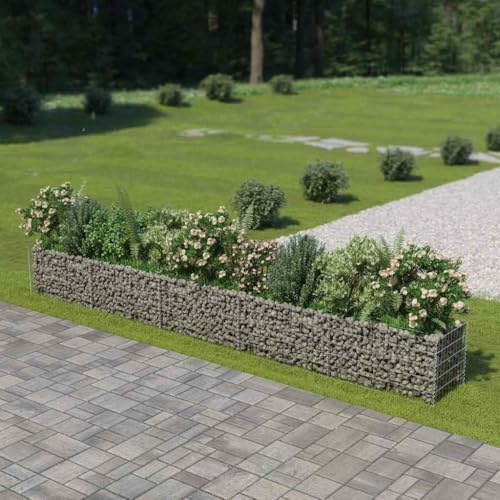 HaoChrymec Cama Elevada de Gaviones de Acero Galvanizado, Muro de Contención de Piedra, Resistente a la Corrosión, Jardinera de Gaviones, Decoración Exterior, 450x50x50 cm