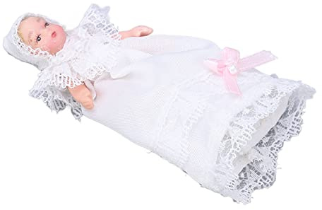 Tihebeyan 1/12 Mini Keramik Babypuppe Bewegliche Biegerkindmodell Einzigartiges Puppenhaus DIY Accessoires Kleinkinder Dekoration Premium Keramikmaterial