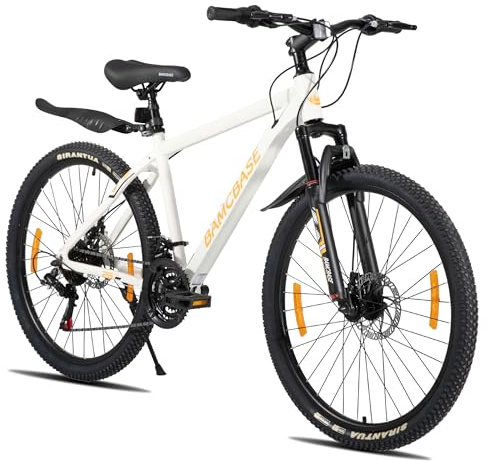 Hiland 27,5 tums mountainbike, män kvinnor MTB med aluminiumram, 21 växlar hardtail-cykel för vuxna med skivbroms, vit
