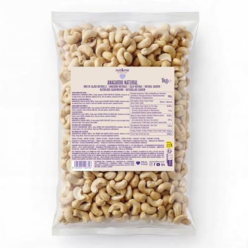 nut&me Anacardos crudos naturales 1 kg | 100% natural, Sin gluten, lactosa, aditivos ni sal, Dieta keto, Fuente de proteínas y fibra