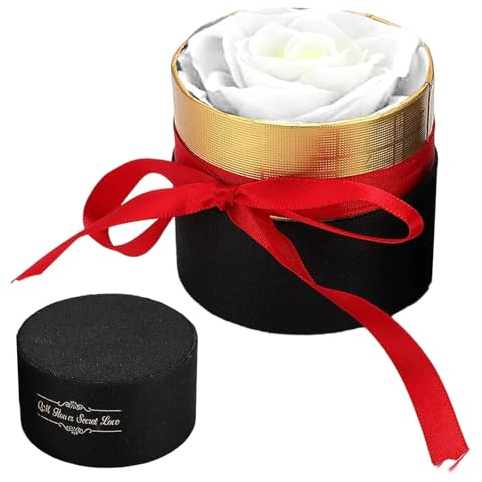 Ewige Rosen, Rosenbox mit Konservierte Blumen, Infinity Rose Echte Rosen Konservierte Rosen Handgemacht, Geschenk für Mama Frau Freundin Frauen Wedding Dekor Muttertag Geburtstag Valentinstag (Weiß)