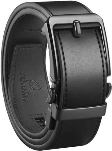JUKMO 1.5 (38mm) Leather Ratchet Belt for Men in Gift Box (All Black, Small)