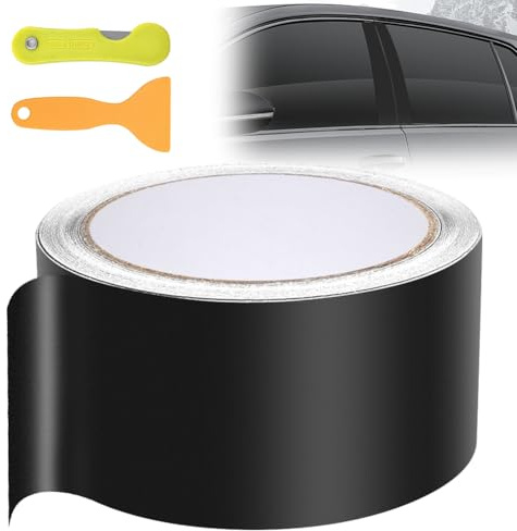 Autofolie Auto Folie 5cm*9M, Schutzfolie Lackschutzfolie Selbstklebend, Dekorative Auto Klebefolie Schutz Türschwellenaufkleber, Matt Schwarz