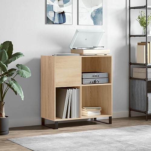 Mokuyary Mobiletto per giradischi LP in legno di quercia Sonoma, 84,5 x 38 x 89 cm, legno ingegnerizzato tipo 2