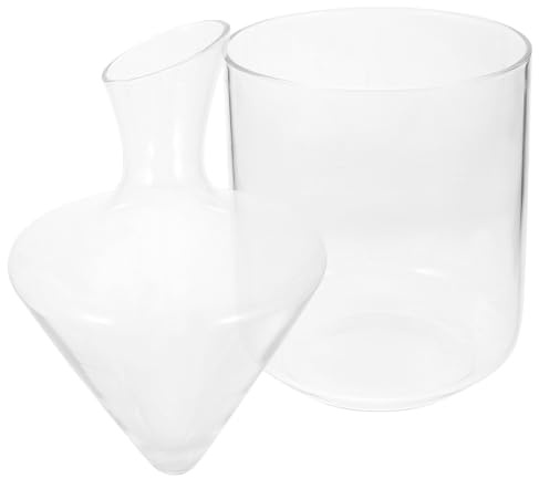 LIGIGWASH Set Decanter per Vino Trasparente Secchiello in Vetro Distributore di Vino Delicato per Uso Domestico e Bar Design Obliquo per Controllo Quantità e Atmosfera Raffinata