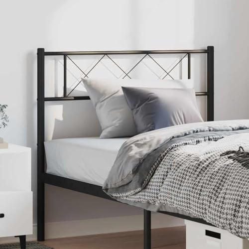 SKTQYQO Testiera in Metallo Nero 100 cm, Testiera Letto in Acciaio Verniciato a Polvere con Design Classico e Struttura Robusta per Supporto Schiena, Testata Letto Moderna per Camera