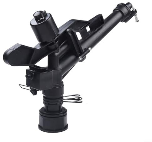 Arroseur à levier oscillant 1,5 IG réglable rotatif à 360° en plastique robuste pour fermes, plantations fruitières, parcs, grandes surfaces, rayon 13-20 m, buses de rechange et clé de montage