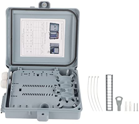 BauphryX 12 Fiber Optical Terminal Box, Fiber Optic Distribution Enclosure, IP65 FTTH Splice Box with SC/FC/PLC Adapters, Wall - Mountable Indoor Outdoor Use