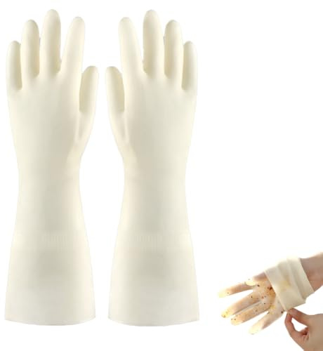 HeiTao Large Deluxe Washing Up Gloves,washing up gloves,pack of 1 | rubber gloves large,rubber gloves,latex gloves large for Washing Up and Household Cleaning(White)