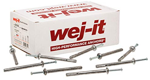 Wej-It Nail-It DN1410 Drive Anchor, Zamac Alloy, Zinc Plated Finish, Meets GSA FFS-325 Group V Type 2 Class 2 Specifications, 1/4 Diameter, 1 Length (Pack Of 100)