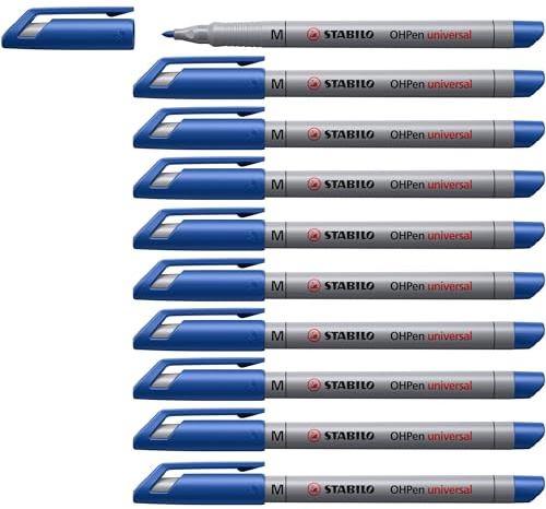 STABILO - Folienstift - OHPen universal | wasserlöslich medium, 10er Pack, blau