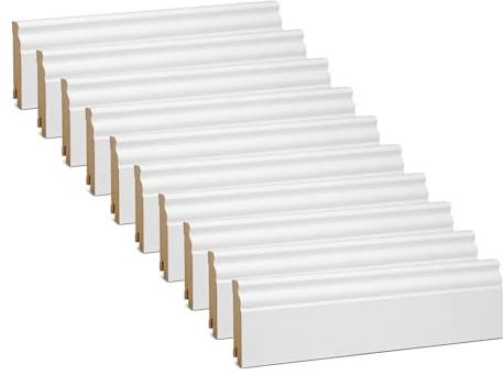 KGM Hamburger Sockelleiste ECO MDF - Weiß, 2200 x 19 x 80 mm, 1 Stück | Fußleiste, MDF-Träger foliert RAL9016, für Vinyl, Laminat & Parkett, mit Kabelkanal, Clip-Montage, PEFC-zertifiziert