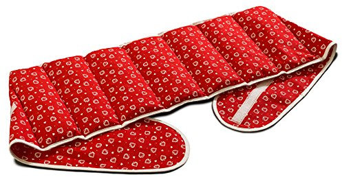 Kirschkernkissen. Gürtel mit Klettverschluss - ca. 135cm - 7-Kammer - Wärmekissen Rücken Wärmegürtel XXL Körnerkissen - Herzen-rot