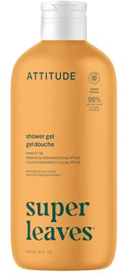 ATTITUDE Body Wash, EWG Verified Shower Gel, Dermatologically Tested, Plant and Mineral-Based, Vegan Personal Care Products, Orange Blossom & Eucalyptus, 16 Fl Oz
