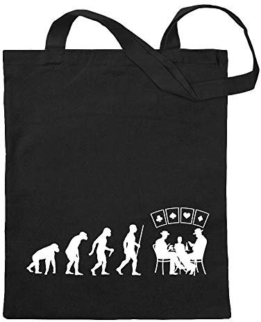 Kiwistar - Baumwolltasche - schwarz - Kartenspiel Pokern Evolution - Tragetasche Stoffbeutel Umhängetasche Langer Henkel