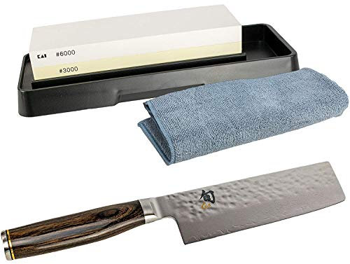 Kai SHUN Premier Tim MÄLZER NAKIRI ultravass Japan damaskkniv 14 cm TDM-1742 Kai slipsten AP-0316 med 3000/6000 korn premium polerduk