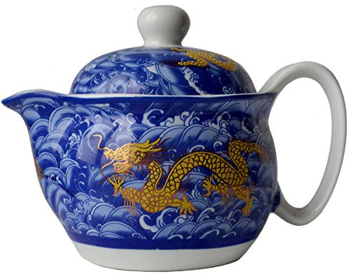 Yxhupot Tetera azul porcelana china de 340.2 g dragón de acero inoxidable filtrado infusor de té (azul cobalto)
