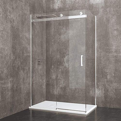 Box Doccia Rettangolare Hanoi Cabina Bagno Angolare Porta Scorrevole Reversibile Ante In Cristallo Temperato Trasparente da 8 mm Maniglie in Acciaio Cromato Senza Telaio Altezza 190 cm (80 x 100 cm)
