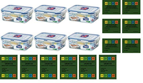 Geocaching Paket 6X Lock&Lock Dosen 350 ml mit 6 x Aufkleber und 6 x Logbücher