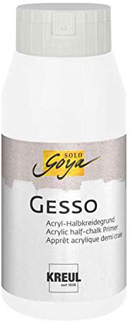 KREUL 85272 - SOLO GOYA Gesso weiß, 750 ml, Grundierung von Maluntergründen auf Acryl-Halbkreidebasis, wasserfest und gut deckend