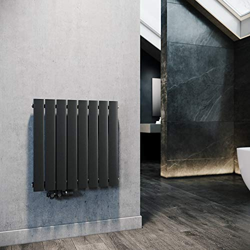 ELEGANT Design Heizkörper Horizontal mit Anthrazit Multiblock 630x616mm Einlagig Anthrazit Badezimmer/Wohnraum Paneelheizkörper Mittelanschluss Flachheizkörper
