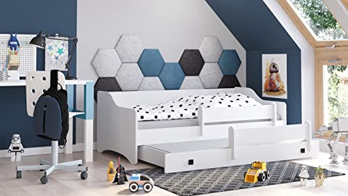 Cama nido para niños ERYK II 80x160 + 2 marcos + 2 colchones, blanco