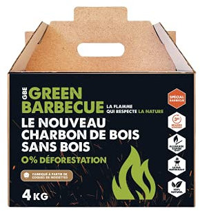 GreenBBQ Briquettes de coques de noisettes écologiques Pack de 4kg