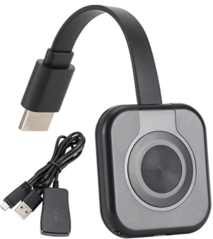 Adattatore Display HDMI Wireless 1080P 2.4GHz WiFi Connetti e Usa Può Commutarsi in Modalità Airplay o Miracast per PC Smartphone o Tablet (Nero)