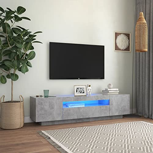 INLIFE Mobile TV con luci a LED, grigio cemento, 160 x 35 x 40 cm